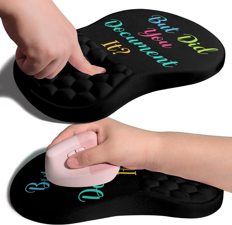 Armanza Ergonomic Joint Wrist Support Mouse Pad with Memory Foam Cushion Massage Bump, Carpal Tunnel Pain Relief Mousepad Slope Design for Wrist Rest, 11.8x7.9 in, But Did You Document It - Image 1